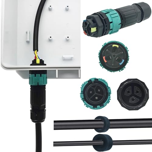 CTRICALVER Kabelverbinder Wasserdicht IP68, Paneltyp Wasserdichter Stecker, Männlicher/Weiblicher Buchse Verbindungsstecker Kabelmuffe Wasserdicht 3-Polig für Ø5-12 mm Kabeldurchmesser von CTRICALVER
