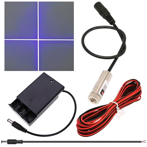 CTRICALVER Lasermodul verstellbares Brennpunkt-Set, Industrielles Lasermodul Diode 3-5V 2,1 mm DC-Stecker 405 nm + Stromversorgungsset (Lichtquellform: Purpurkreuz) von CTRICALVER