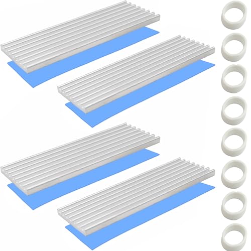 CTRICALVER M.2 kühlkörper, 4 Stück, 70x22x3mm, Silber, M.2 SSD Kühlkörper, Aluminium Kühler, kühlkörper, mit Silikon Wärmeleitpad für M.2 2280 SSD von CTRICALVER