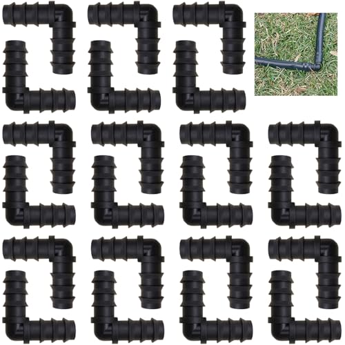 CTRICALVER Tropfschlauch Verbinder, 22 Stück 90° Schlauchverbinder Winkel, Bewässerung Schlauchverbinder, 16 mm (1/2 Zoll) Schlauchanschluss für Bewässerung System von CTRICALVER