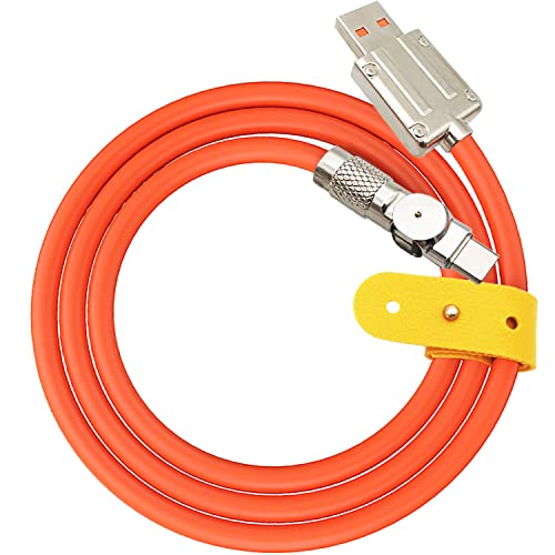 CTRICALVER USB C Kabel, 180° drehbares Schnellladekabel, Typ C ladekabel, 60W Super Schnellladekabel, mit Datenübertragung Funktion, LED-Anzeige (für Typ C -Schnittstelle, Orange 1 m) von CTRICALVER