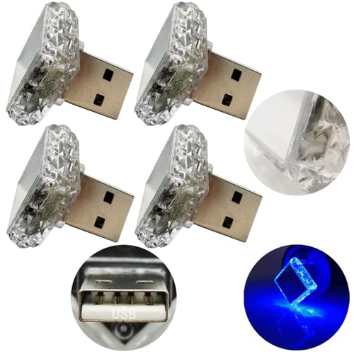 CTRICALVER USB-Nachtlicht USB Rhombus (Touch) Blau (4Pcs) 5 V/1 A kleines Notlicht Mini-Ambientelicht PC-Material geeignet für verschiedene USB-Anschlüsse wie Powerbanks und Autos von CTRICALVER