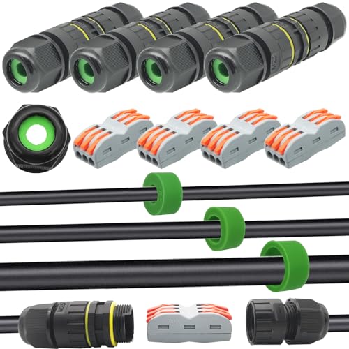 CTRICALVER Wasserdichter Anschlusskabel Außenkabelanschluss Neuer IP68-Anschluss Außenhülsenkupplung 5 mm-14 mm (4er-Pack) von CTRICALVER