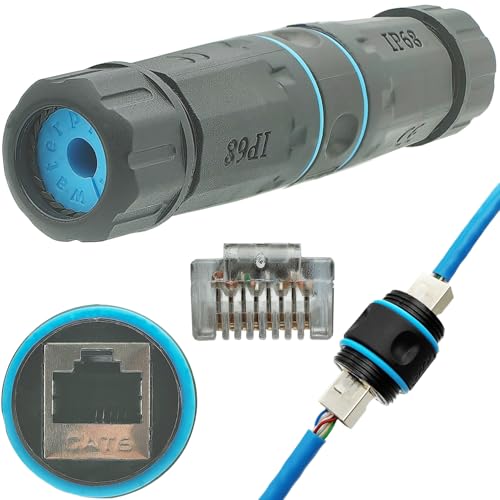 CTRICALVER Wasserdichter RJ45-Koppler CAT6 IP68 Outdoor Ethernet Kabelstecker weiblich auf weiblich, abgeschirmter Netzwerkerweiterungsadapter (1 Stück) von CTRICALVER