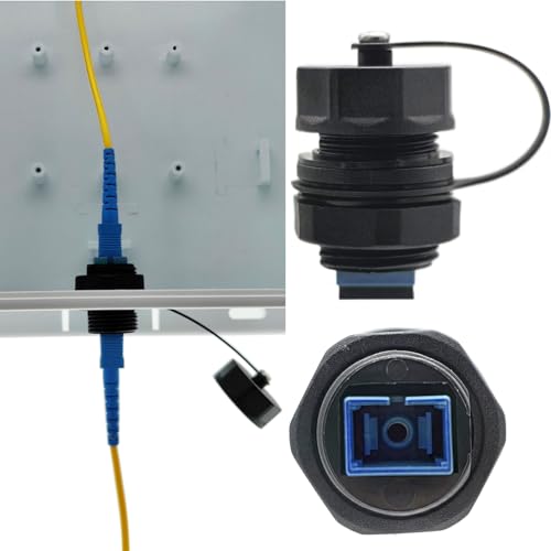 Glasfaserkoppler SC-UPC, CTRICALVER wasserdichter SC-Stecker, 1Stück IP68 Glasfaser kabelstecker für Panelmontage + staubdichter Abdeckung Wird häufig für Router Switches verwendet blaue Schnittstelle von CTRICALVER
