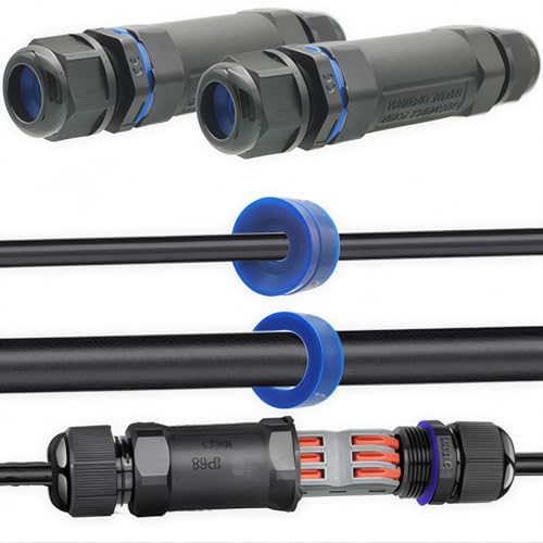 IP68-Kabelverbinder, CTRICALVER-Verlängerungskabelkupplung, Verbinderkabeldurchmesser Ø 6 mm-12 mm, 2 Stück wasserdichte elektrische Verbinder, Inline-Kabelverbinder, mit 3-poligem Klemmenblock von CTRICALVER
