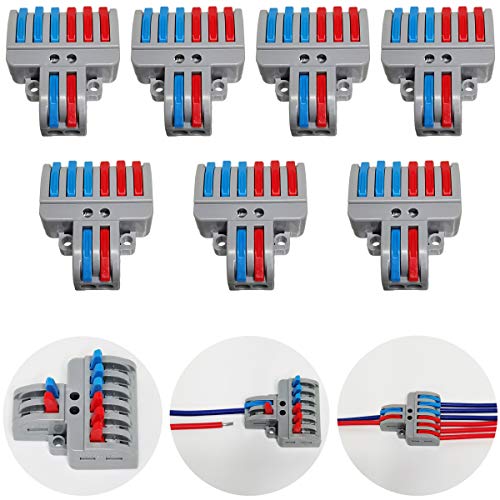 CTRICALVER Klemmen Set, Verbindungsklemme Set mit Hebel, Draht Push Kabelverbinder, Kompakt Steckklemmen, aus Kunststoff, 7 Stück Klemmen 8 Polig, Mit Befestigungsschrauben (2 in 6 raus) von CTRICALVER