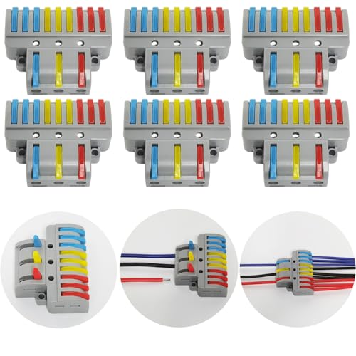 Kompakten Steckklemmen, CTRICALVER 6 pcs Push Kabelverbinde, 3 In 9 Out Lever Nuts Verbindungsklemme, Mit 18 pcs Befestigungsschrauben von CTRICALVER