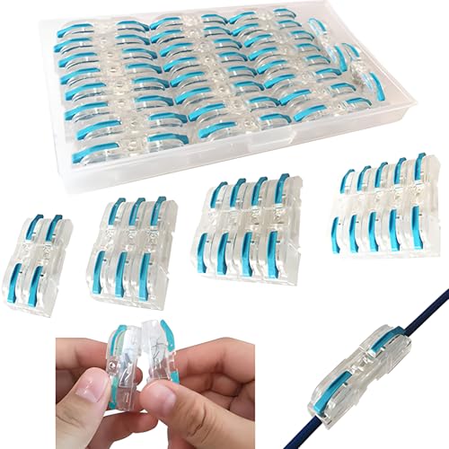 Kompakten Steckklemmen, CTRICALVER SPL-1 Verbindungsklemme Lever Nuts Set, Push Kabelverbinder Sortiment Schnell Klemmenblock Spleißverbinder (Blau,26 pcs) von CTRICALVER