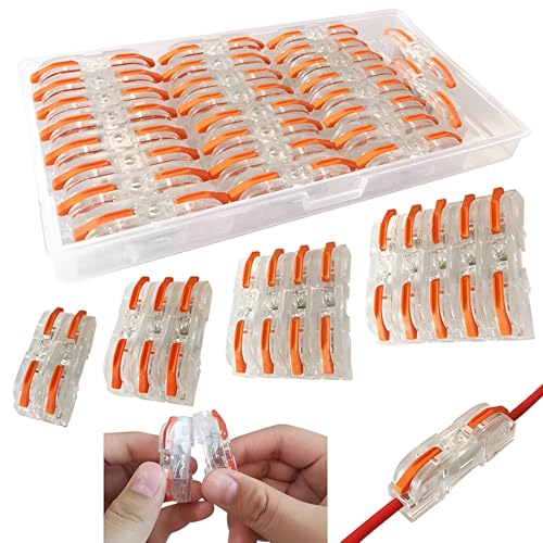 Kompakten Steckklemmen, CTRICALVER SPL-1 Verbindungsklemme Lever Nuts Set, Push Kabelverbinder Sortiment Schnell Klemmenblock Spleißverbinder (Rot,26 pcs) von CTRICALVER