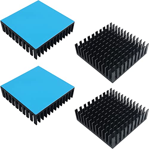 Kühlkörper, CTRICALVER 4 Stück Aluminium Kühlrippen Kühler-Set Heatsink mit Thermoklebeband 40 * 40 * 11mm,Schwarz von CTRICALVER