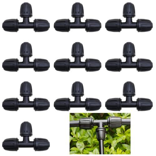 Kunststoff-Bewässerungsrohranschlüsse, CTRICALVER 10 Stück 1/2 Zoll Bewässerung Verbinder, für Garten, Rasen, Terrasse, 16 mm Zubehör für Tropfsprinklersysteme, bewässerung schlauchanschluss vom Typ T von CTRICALVER