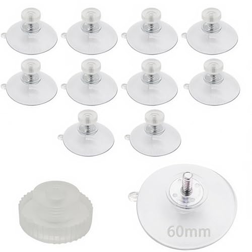 CTRICALVER Suction Cup, 60mm diameter plastic with 10 suction cup, M5 threaded transparent plastic nuts, suitable for daily hanging of windows, walls, doors and glass von CTRICALVER