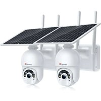 Berwachungskameras akku wlan 2K 3MP pir- und Radardetektion Farbige Nachtsicht mit Spotlight Reichweite von 37 Metern weiß Ein Satz von 2 - Ctronics von CTRONICS