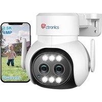 2,5K 4MP Überwachungskamera für den Außenbereich mit 2 Objektiven wlan 2,4 / 5 GHz, 6-facher Hybrid-Zoom, Automatische Verfolgung, Erkennung von von CTRONICS