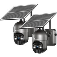 Ctronics - 3G/4G lte Überwachungskamera Solar Aussen 2K 3MP ptz mit sim Karte,30M Farb-Nachtsicht,PIR-Erkennung,355°/95° Schwenkbar,Ein Satz von 2 von CTRONICS