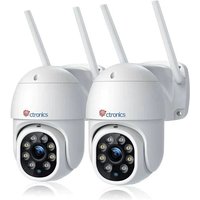 Berwachungskamera Wifi extern innen Reichweite von 31 Metern Bewegungserkennung von Menschen automatische Nachverfolgung Ein Satz von 2 Weiß von CTRONICS