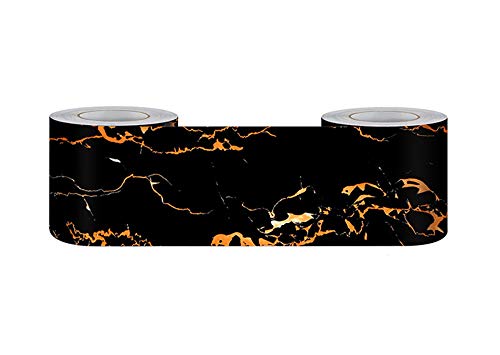 CTRSM Tapetenränder, selbstklebende Marmorierung, 30 x 500 cm, Wandbordüre, for Abziehen und Aufkleben, Aufkleber, dekorative Bordüre for Zuhause und die Decke(Color:Black Marbling) von CTRSM