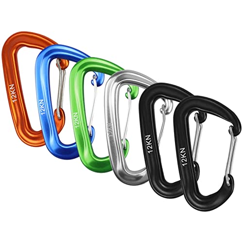 Karabinerhaken, Hochleistungshaken, 6 PCS12KN Heavy Duty Clips Schlüssel for Hängematten Camping Wandern Rucksackreisen Klettern Snap Clip Lock Schnalle Haken(6pcs Multi Color) von CTRSM
