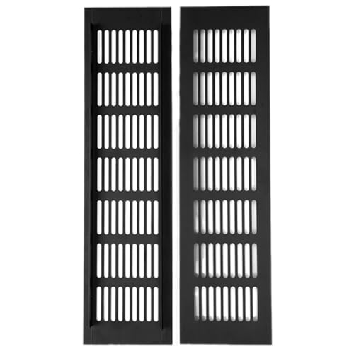 Lüftungsabdeckung, Lüftungsgitter, Lüftungsgitterabdeckung aus Aluminiumlegierung, rechteckig, 2er-Pack, Schwarz, 80 x(80x250mm) von CTRSM