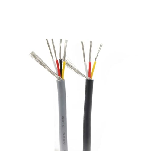 Mehradriges geschirmtes Kabel ， 1 Meter 28AWG UL2547 Trunking Solides Audiokabel Isoliert Geschirmt 2-8 Adern Mehrfarbig(Black,3 Cores) von CTRSM
