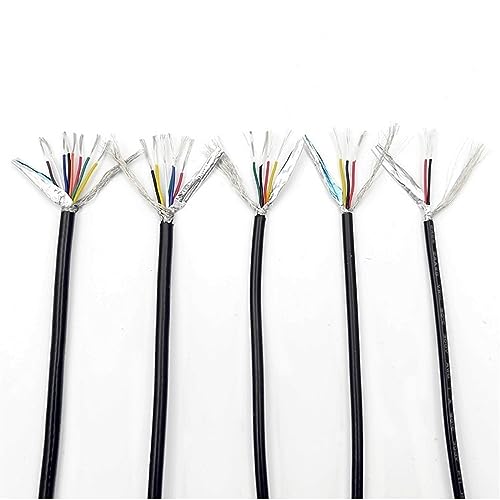 Mehradriges geschirmtes Kabel ， Abgeschirmtes Signalkabel 24/26 AWG, verzinnter Kupferdraht for Schweißen, 2–10 Adern, 5 Meter, Schwarz(24awg,8cores) von CTRSM