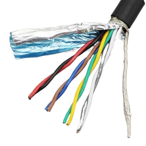 Mehrpoliges abgeschirmtes Kabel, abgeschirmtes Steuerkabel mit geflochtenem Paar, 2-16 Leiter, 18-26 AWG PVC, mehrfarbig, verschiedene Größen (20 AWG 0,5 mm, 8 Drähte 2 Meter) von CTRSM
