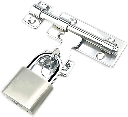 Schiebetürschloss, Riegelschloss, 2er-Pack Riegel, robuster Türschieberiegel mit Schrauben und Vorhängeschloss, Schiebeschloss aus verdicktem Edelstahl von CTRSM
