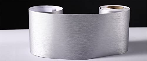 Tapetenbordürenaufkleber, Tapetenbordürenaufkleber, selbstklebende Tapetenbordüre aus PVC, abnehmbar, mehrfarbig, mehrere Größen(Silver Brushed,30cm X 500cm) von CTRSM