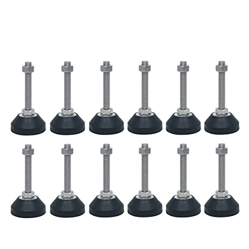 Verstellbare Füße, Hochleistungs-Nivellierfüße, 10-teiliges Set mit verstellbaren Fußkappen, Vollgummi-Basis, Klappfüßen, Möbelbeinen, Nivellierfüßen(60*m12*60mm) von CTRSM