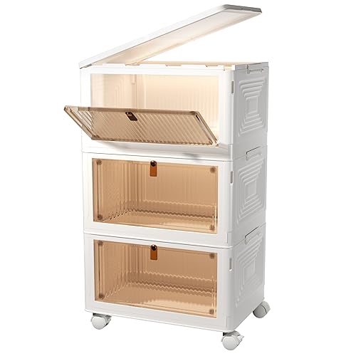 66L Aufbewahrungsbox Mit Deckel, Organizer, 3 Ebenen, stapelbare Behälter für Aufbewahrung, Aufbewahrungsboxen mit Deckel, Aufbewahrungsbehälter, Büro, langlebige faltbare Aufbewahrungsboxen（69Qt） von CTSNSLH