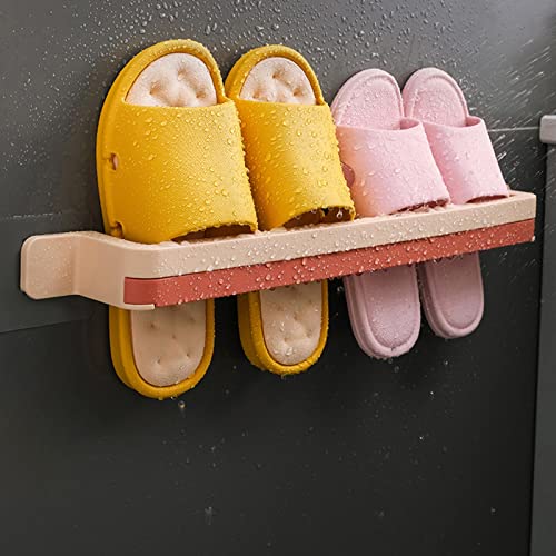 CTVR Kunststoff-Hausschuhe-Rack, an der Wand befestigter Tür-Schuhhalter, ausziehbares Schuhhalter-Regal, Handtuch-Aufbewahrungsständer-Organizer, geeignet for Bad und Küche von CTVR