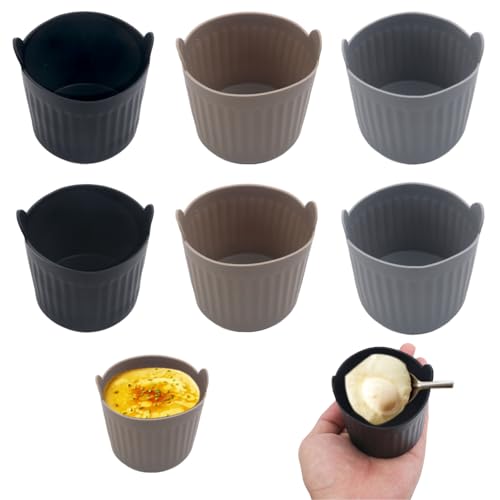6 Stück Airfryer Silikonform, Wiederverwendbare Airfryer Zubehör Eierformen, Auswechselbares Backpapier Zubehör für die Heißluftfritteuse zum Zubereiten von Kuchen, Cremes und Puddings von CTYUEYUN