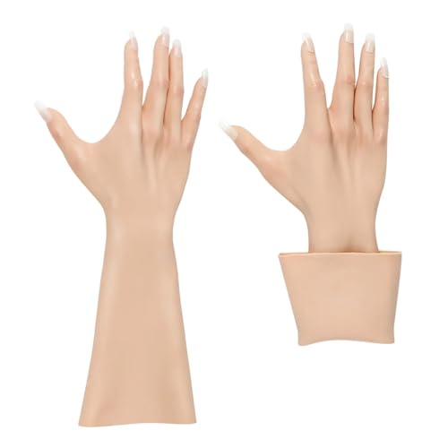 CUAIBB Realistische Haut Silikon weibliche Handschuhe, Crossdressing weibliche Handschuhe voller Arm, Silikonhandschuhe mit Nägeln Cosplay Handschuhe - Länge 40cm/15.74" - Weiß von CUAIBB