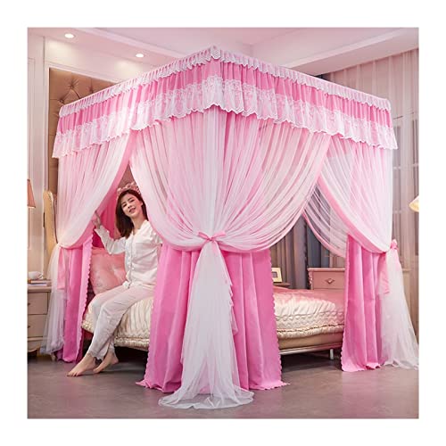 CUAJHNPX Betthimmel-Schlafzimmer-Moskitonetze, raumhohe Bettvorhänge für die Dekoration von Mädchenschlafzimmern, rosa Betthimmel im Prinzessinnenstil (Größe: 180 x 220 x 200 cm) von CUAJHNPX