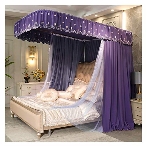 CUAJHNPX Prinzessinnen-Bettvorhang, Baldachin für Mädchen, 4 Eckpfosten, Betthimmel mit U-förmiger Halterung, Bettdekoration, 3 Öffnungen, Moskitonetz für Kingsize-Bett und großes Queensize-Bett (Grö CUAJHNPX Prinzessinnen-Bettvorhang, Baldachin für Mädchen, 4 Eckpfosten, Betthimmel mit U-förmiger Halterung, Bettdekoration, 3 Öffnungen, Moskitonetz für Kingsize-Bett und großes Queensize-Bett (Grö von CUAJHNPX