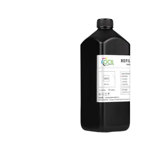 1000 ml LED -Tinte kompatibel mit verschiedenen Druckern L800 L805 L1800 R290 R330 1390 1400 1410 Lack Gloss Tinte Harttinte Weiche Tinte(Hard - 1000ml WH) von CUAWBAPF