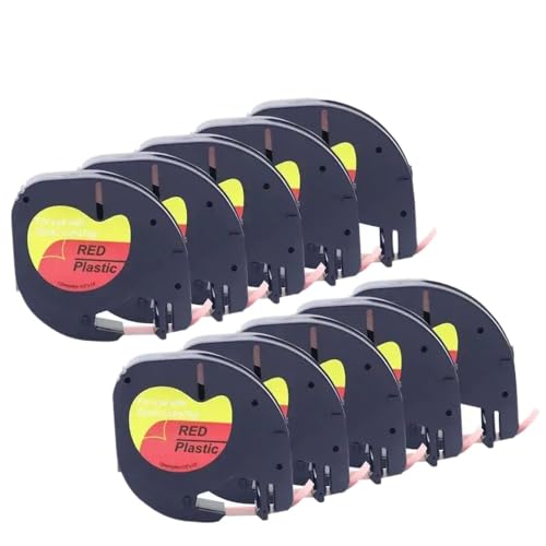 CUAWBAPF 10 Pack 12mm Labelbandkapitibel mit 91330 und 91331 Kompatibel mit LT-100H LT-100T-Etikettdruckerhersteller(10pcs Red) von CUAWBAPF