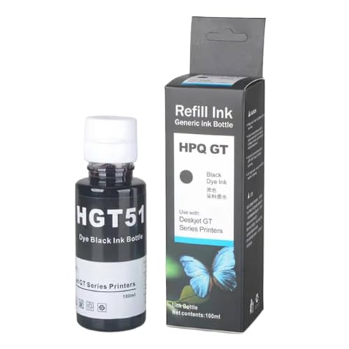 CUAWBAPF 100 ml*4 Farbstofftintenfeind Kompatibel mit kompatible GT51 GT52 Kompatibel mit Tankdrucker 450 455 500 510 515 516 519 530 559 570 610 615 651 geeignet(Black) von CUAWBAPF