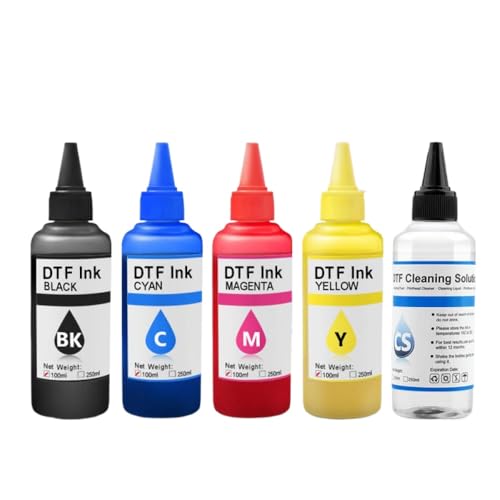 CUAWBAPF 100 ml DTF -Tinte Kompatibel mit den direkten Druck und Wärmeübertragung Kompatibel mit Textildruckkompatibel mit L1800 L800 L805 DX5 DX7 I3200 4720 5113(5pcs-eco Quality) von CUAWBAPF
