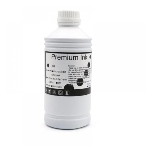 CUAWBAPF 1000 ml DTG Tinte kompatibel mit DX5 DX6 DX7 TX800 XP600 I3200 Kompatibel mit Verschiedene Textildrucker, einschließlich L1800 1390 R1900 R3000 9600 4800 F2000(DTG Ink BK) von CUAWBAPF