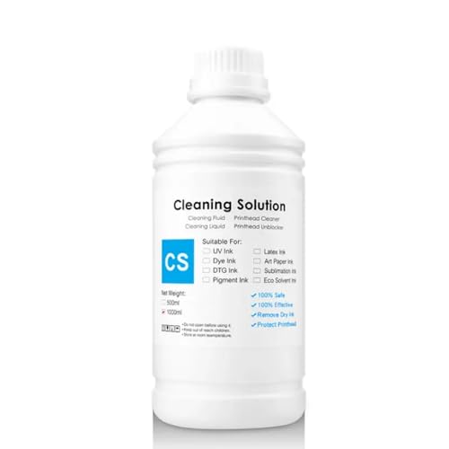 CUAWBAPF 1000 ml DTG Tinte kompatible Textiltinte Kompatibel mit Kleidungsstücke DX5 DX6 DX7 TX800 5113 4720 I3200 Printhead Kompatibel mit L800 1390 R1900 R2000 F2000 F2100(Cleaning Solution) von CUAWBAPF