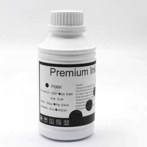 CUAWBAPF 1000 ml Flaschenpigmenttinte kompatibel mit W6200 W6400 W7200 W7250 W8200 W8200PG IPF9000S 9010S 9100 9110 9400 9400S 9410 9410 Tinte(1000ML-pigment-BK) von CUAWBAPF