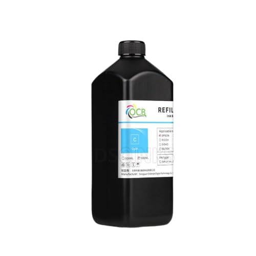 CUAWBAPF 1000 ml LED -Tinte kompatibel mit L800 L805 L1800 TX800 XP600 R1390 R1400 R4800 R4880 R7800 R7880 XP300 R290 R330 Kompatibel mit DTF -Drucker(Soft - 1000ml C) von CUAWBAPF