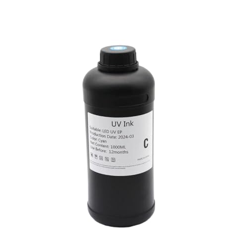 CUAWBAPF 1000 ml Universal LED -Tinte kompatibel mit verschiedenen Druckern Kompatibel mit DX4 DX5 DX6 DX7 DX3 DX10 TX800 XP600 9800 9880 1400 1410 Flachbettdruck(1000ML Stiff-C) von CUAWBAPF