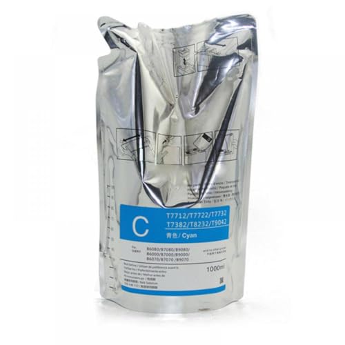 CUAWBAPF 1000 ml kompatibler Tintenbeutel Kompatibel mit B6080 B7080 B9080 Farbstofftinte T8231 T8232 T8233 T8234 mit Chip(1000M-C-With Chip) von CUAWBAPF