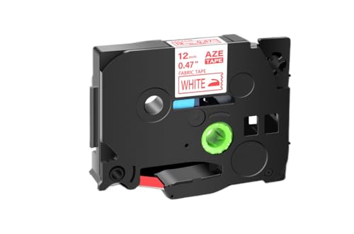 CUAWBAPF 12 -mm -Stoff -Etikettbandband kompatibel mit TZE FA231 FA3R FA3 Bügeleisen auf Klebeband Kompatibel mit H110 -Etikettenhersteller(Red on White) von CUAWBAPF