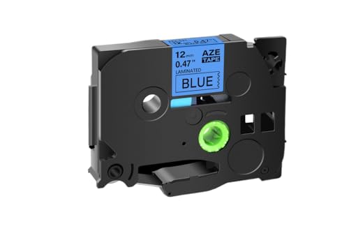 CUAWBAPF 12 mm schwarz auf weißes Etikettband kompatibel mit Tze231 Starkes Klebeband Kompatibel mit Etikettdrucker H110 und Modelle 131 241(Black on Blue) von CUAWBAPF