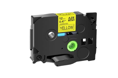 CUAWBAPF 12 mm schwarz auf weißes Etikettband kompatibel mit Tze231 Starkes Klebeband Kompatibel mit Etikettdrucker H110 und Modelle 131 241(Black on Yellow) von CUAWBAPF