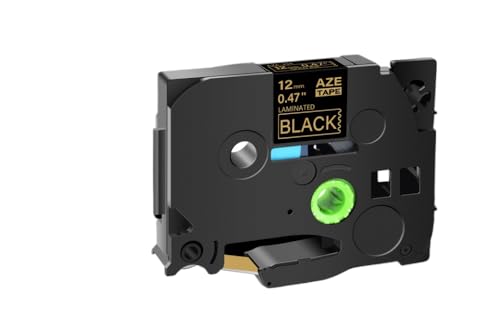 CUAWBAPF 12 mm schwarz auf weißes Etikettband kompatibel mit Tze231 Starkes Klebeband Kompatibel mit Etikettdrucker H110 und Modelle 131 241(Gold on Black) von CUAWBAPF